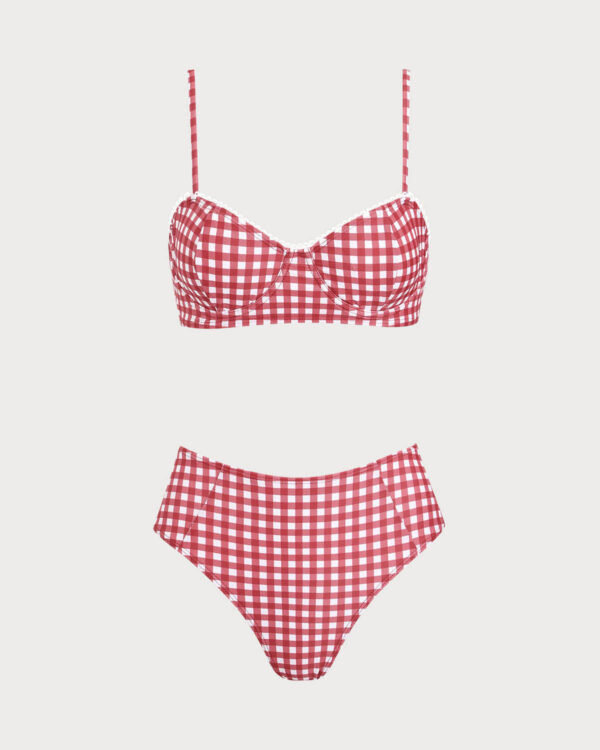 Red Plaid Tie-back Bikini Set - Image 5