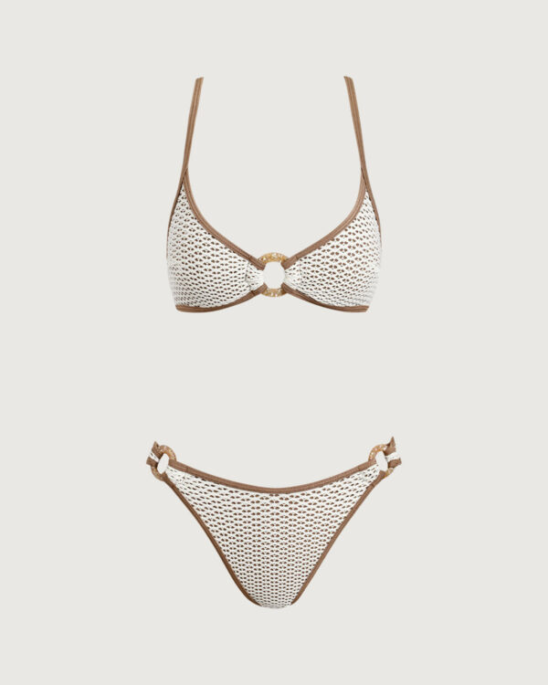 Brown Contrast O-Ring Bikini Set - Image 7