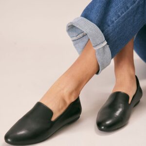 Black Microfiber Loafer Flats
