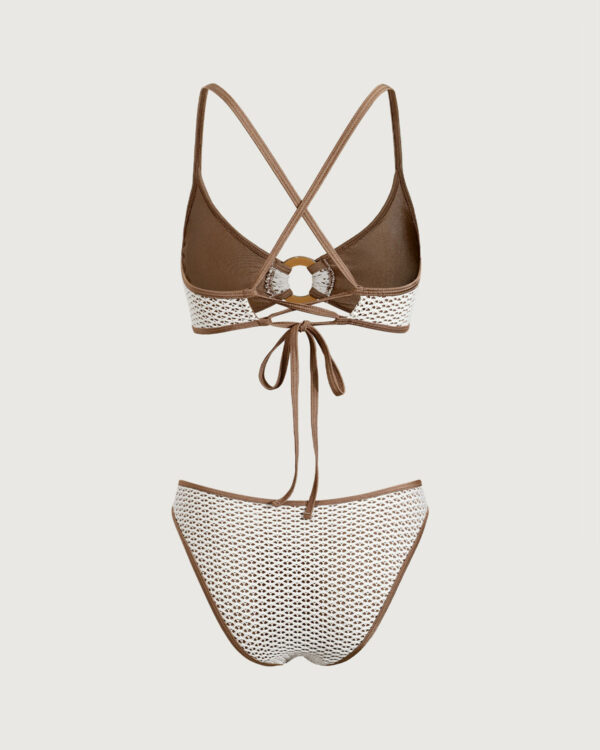 Brown Contrast O-Ring Bikini Set - Image 8