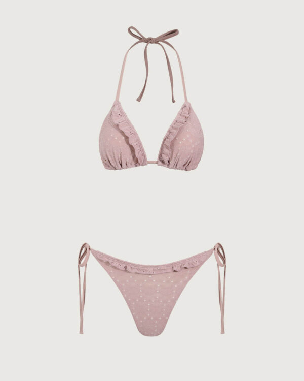 Pink Ruffle Drawstring Bikini Three Piece Suit - Image 8