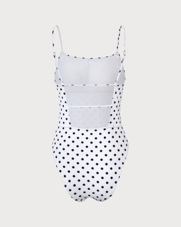 The White Polka Dot Backless One-Piece Swimsuit - Image 6
