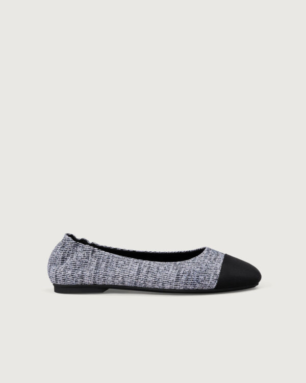 Black Twill Jacquard Ballet Flats - Image 3