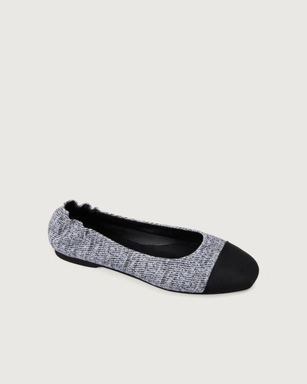 Black Twill Jacquard Ballet Flats - Image 4