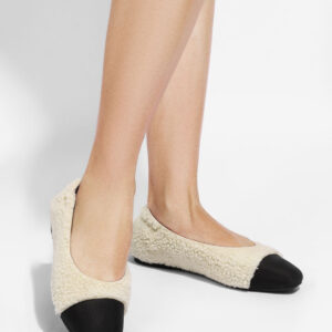 Beige Fleece Square Toe Ballerinas