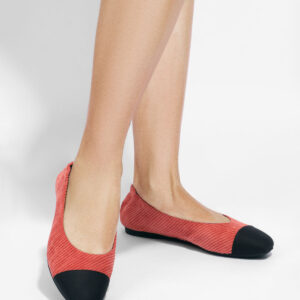 Brick Red Twill Square Toe Ballet Flats