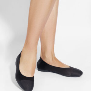 Black Satin Square Toe Ballet Flats