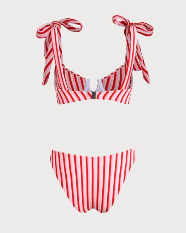 Pink Striped Tie Strap Bikini Set - Image 8