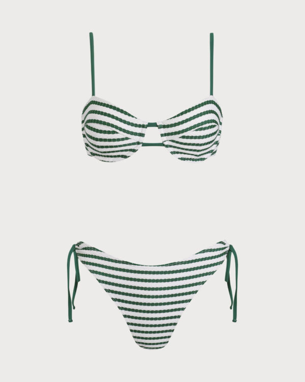 Green Striped Underwire Bikini Set - Image 7