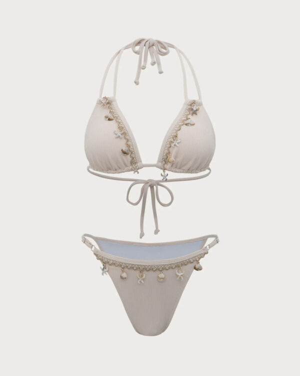 White Shell Embellished Bikini Set - Image 5