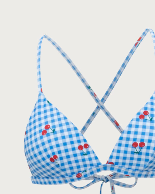 Blue Plaid Cherry Halter Bikini Set - Image 7