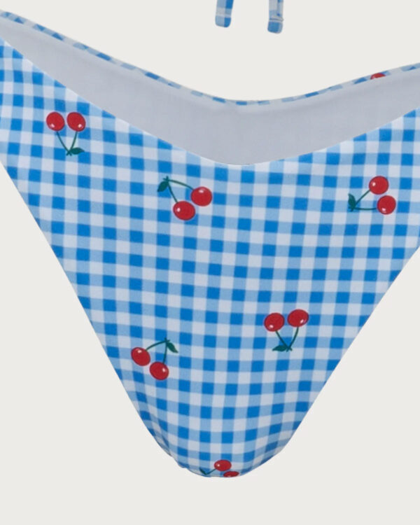 Blue Plaid Cherry Halter Bikini Set - Image 8