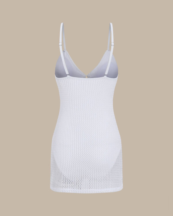 Beige V-Neck One-Piece Swimsuit - Image 2